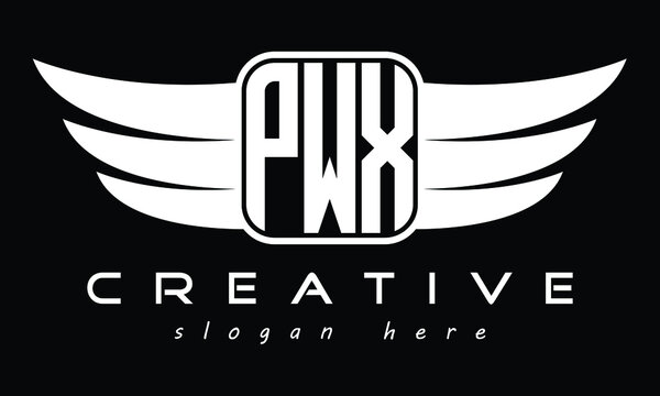 PWX three Letter wing minimalist creative concept icon eagle symbol professional logo design, Vector template