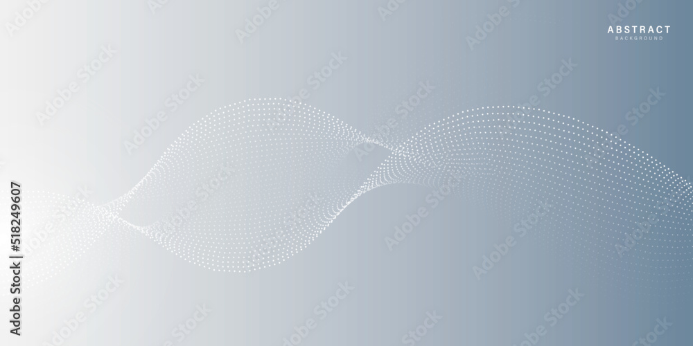 Poster white abstract background with flowing particles. white and grey digital futuristic technology conce