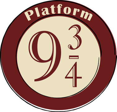 Platform 9 3/4 Icon, Emblem Vector. A Symbol From The Harry Potter Book