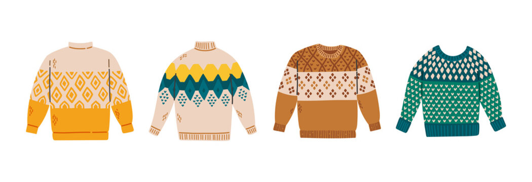 Set of sweaters warm autumn vector illustration