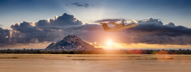 airplane and mountain