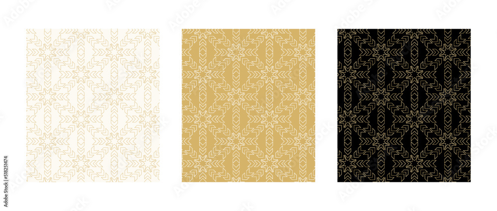 Aufkleber Background pattern seamless geometric line abstract gold luxury color vector. Christmas background set.