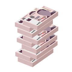 Singaporean Dollar Vector Illustration. Singapore, Brunei money set bundle banknotes. Paper money 1000 SGD. Flat style. Isolated on white background. Simple minimal design.