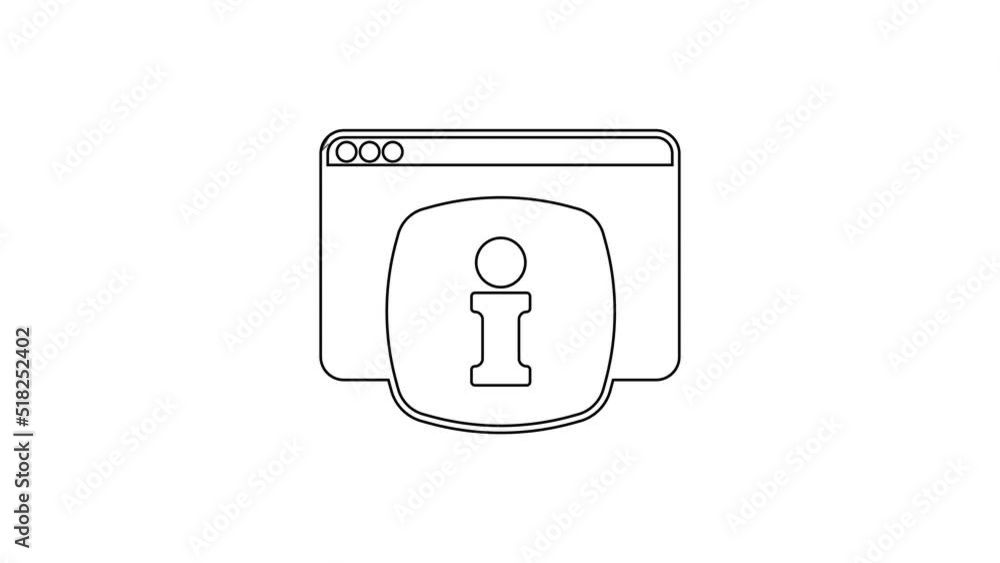 Poster black line computer monitor with text faq information icon isolated on white background. frequently 