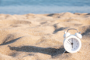 Last minute to count down for travel or travel vacation concept. metaphor by old retro clock on...