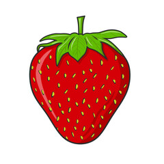 Vector illustration of strawberry isolated on white background. Flat design icon of strawberry on white background
