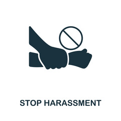Stop Harassment icon. Monochrome simple line Harassment icon for templates, web design and infographics - obrazy, fototapety, plakaty
