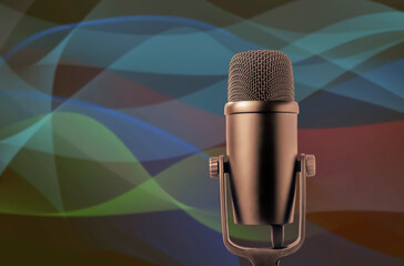 Background with microphone and copy space