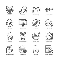 Healthy Food line icons set, outline vector symbol collection, linear style pictogram pack. Signs, logo illustration.