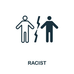 Racist icon. Monochrome simple line Harassment icon for templates, web design and infographics