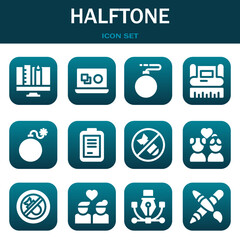 halftone icon set. Vector illustrations related with Graphic design, Vector and Bomb