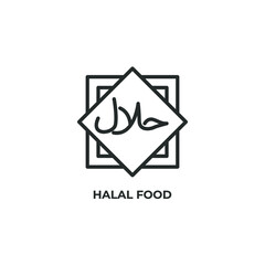 halal food line icon. linear style sign for mobile concept and web design. Outline vector icon. Symbol, logo illustration. Vector graphics