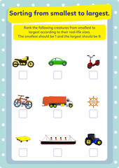 Activity for the education of real life big and small concepts.