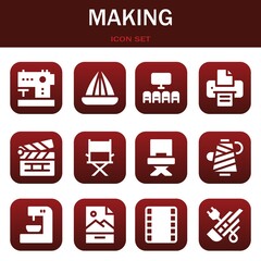 making icon set. Vector illustrations related with Sewing machine, Juicer and Cinema