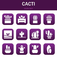 cacti icon set. Vector illustrations related with Cactus, Flowerpot and Cactus