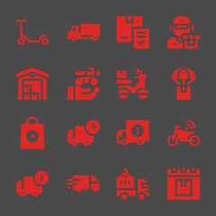 courier web icons. Scooter and Delivery truck, Delivery and Delivery symbol, vector signs