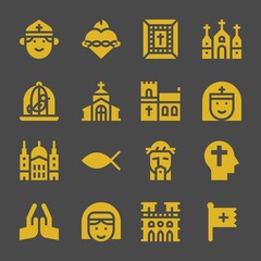 catholic web icons. Priest and Sacred heart, Church and Nun symbol, vector signs
