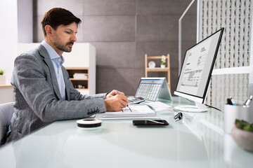 Professional Accountant Man In Office Doing Accounting