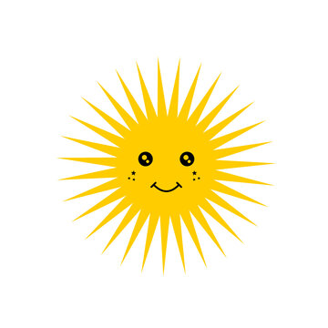 Cute Happy smile sun character icon isolated on white background