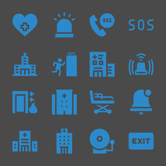 urgency web icons. Hospital and Siren, Sos and Siren symbol, vector signs
