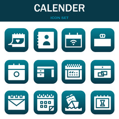 calender icon set. Vector illustrations related with Calendar, Agenda and Calendar