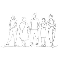 people go. one line. continuous line. contour vector drawing