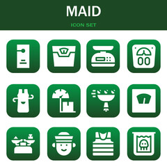 maid icon set. Vector illustrations related with Door hanger, Scale and Scale