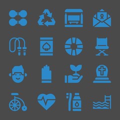 life web icons. Dumbbell and Recycling, Letter and Chair symbol, vector signs