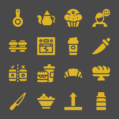 break web icons. Pan and Teapot, News and Knife symbol, vector signs