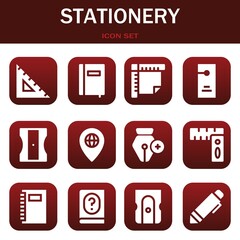 Obraz premium stationery icon set. Vector illustrations related with Ruler, Notebook and Ruler