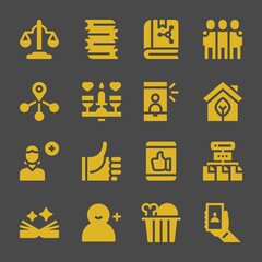 friend web icons. Equality and Books, Friends and Eco symbol, vector signs