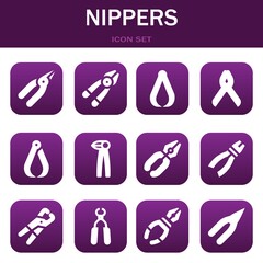 nippers icon set. Vector illustrations related with Pliers, Plier and Pliers