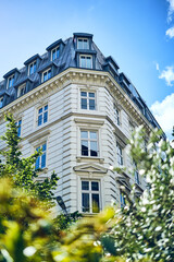 White residential building in Hamburg Germany. High quality photo
