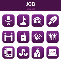 job icon set. Vector illustrations related with Desk chair, Goal and Search