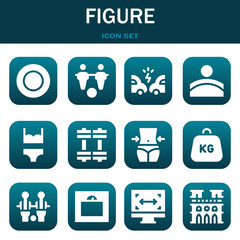 figure icon set. Vector illustrations related with Frisbee, Foosball and Accident
