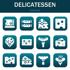 delicatessen icon set. Vector illustrations related with Cheese, Sausage and Cheese