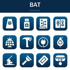 bat icon set. Vector illustrations related with Superhero, Usb and Planning