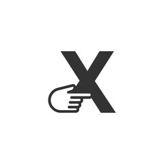 Letter combined with a hand cursor icon illustration