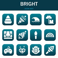 bright icon set. Vector illustrations related with Candy corn, Confetti and Wave