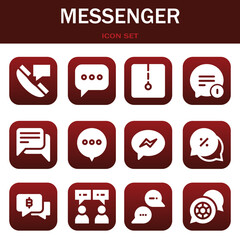 messenger icon set. Vector illustrations related with Chat, Chat and Chat