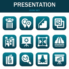 presentation icon set. Vector illustrations related with Column, Placeholders and Stairs