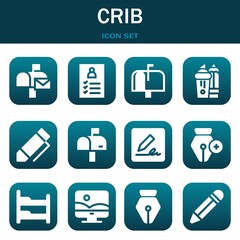 crib icon set. Vector illustrations related with Mailbox, Register and Mailbox