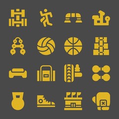 athletic web icons. Dumbbell and Run, Bench press and Dumbbell symbol, vector signs