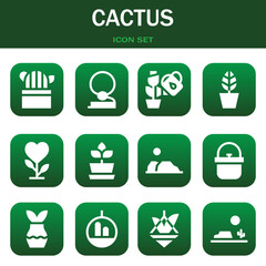 cactus icon set. Vector illustrations related with Cactus, Cowboy and Plant