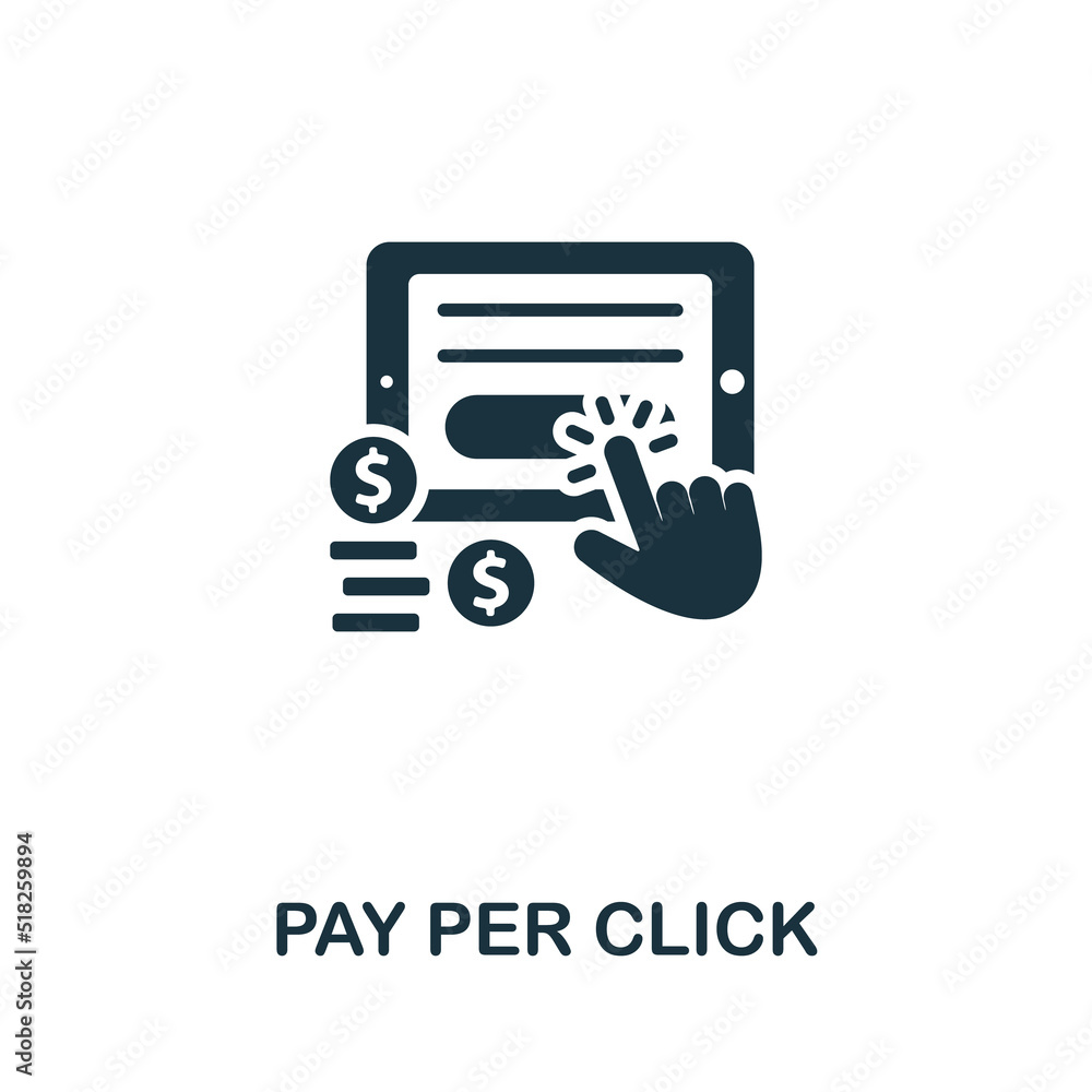 Poster pay per click icon. monochrome simple line online store icon for templates, web design and infograph