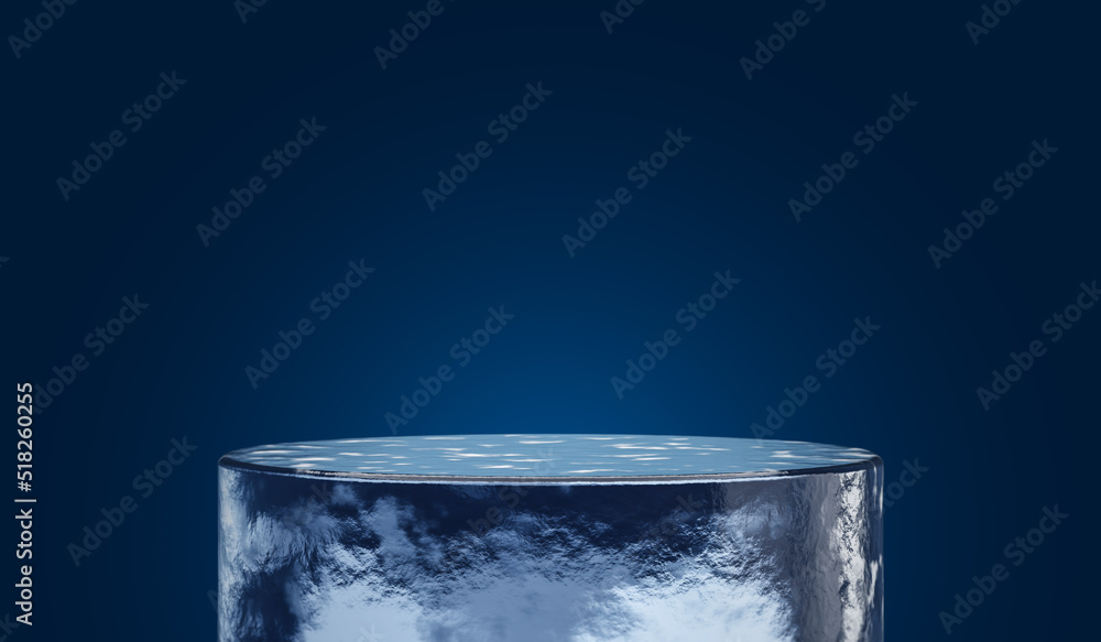 Fototapete cool ice show podium stage blue 3d background with winter iceberg product display empty presentation