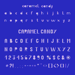 Caramel candy font glyphs letters alphabet
