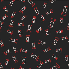 Line Bed icon isolated seamless pattern on black background. Vector