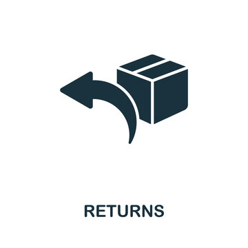 Returns icon. Monochrome simple line Online Store icon for templates, web design and infographics