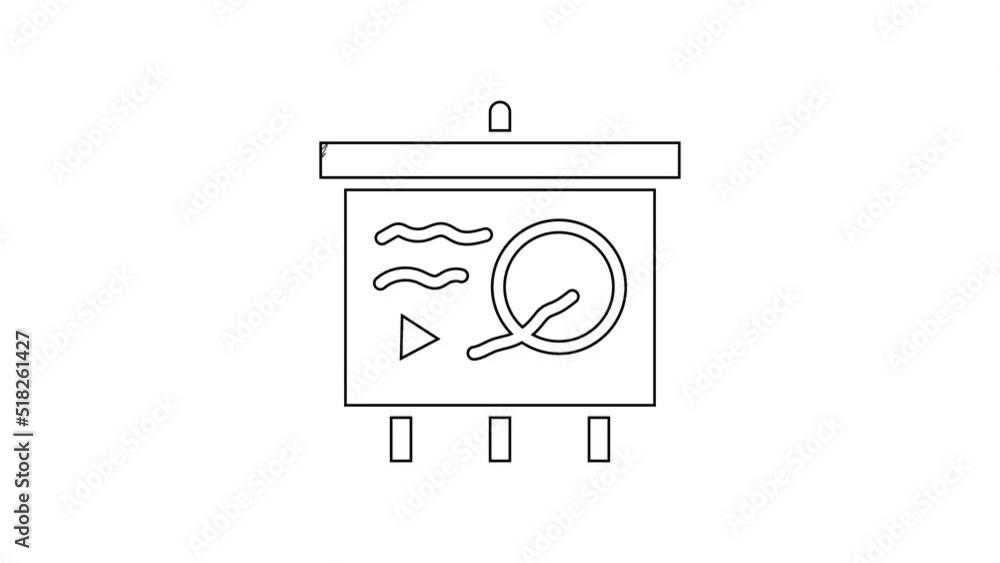 Poster black line scenario on chalkboard icon isolated on white background. script reading concept for art 